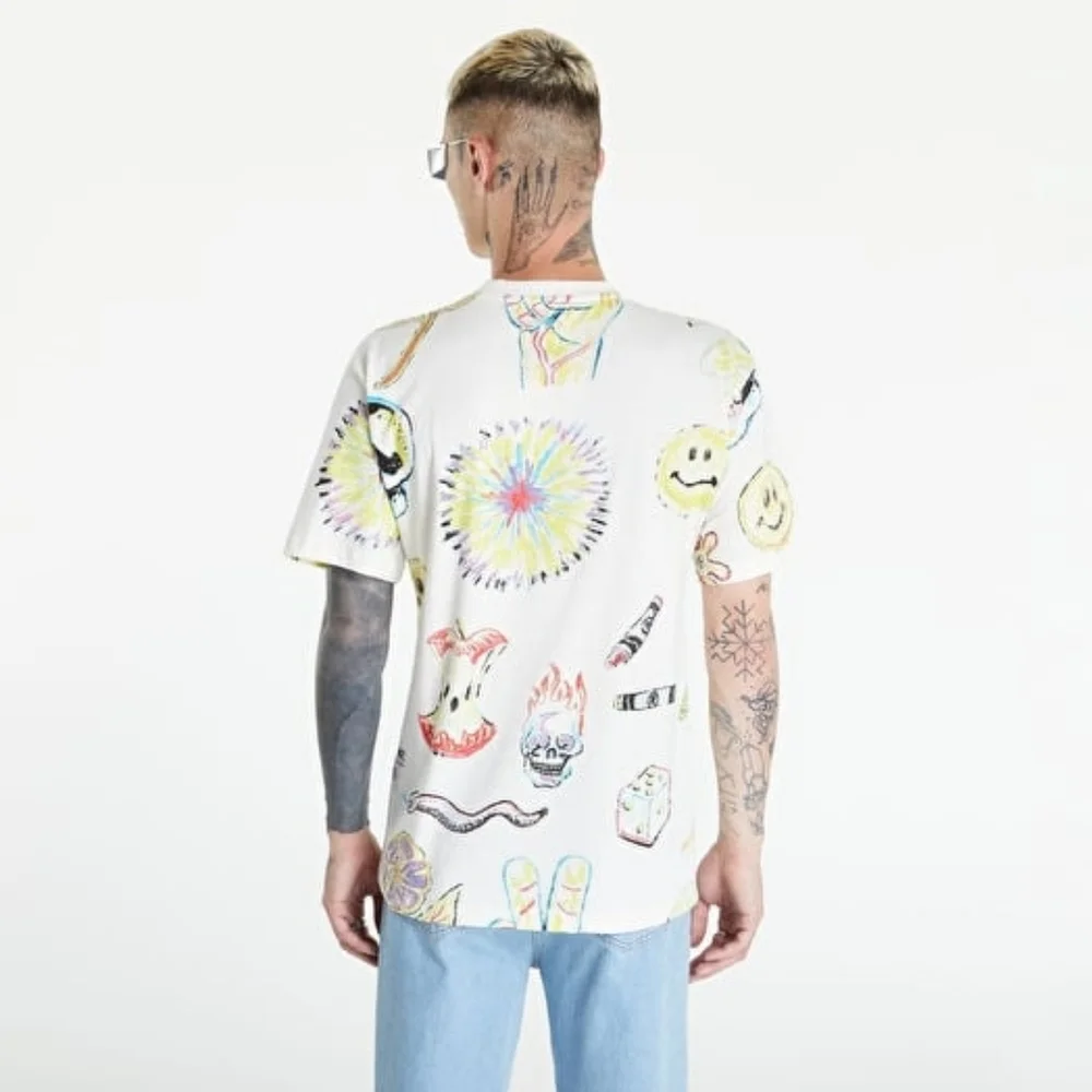 Market Colouring Book Smiley Tee | Size XL | All-Over Print | 100% Cotton